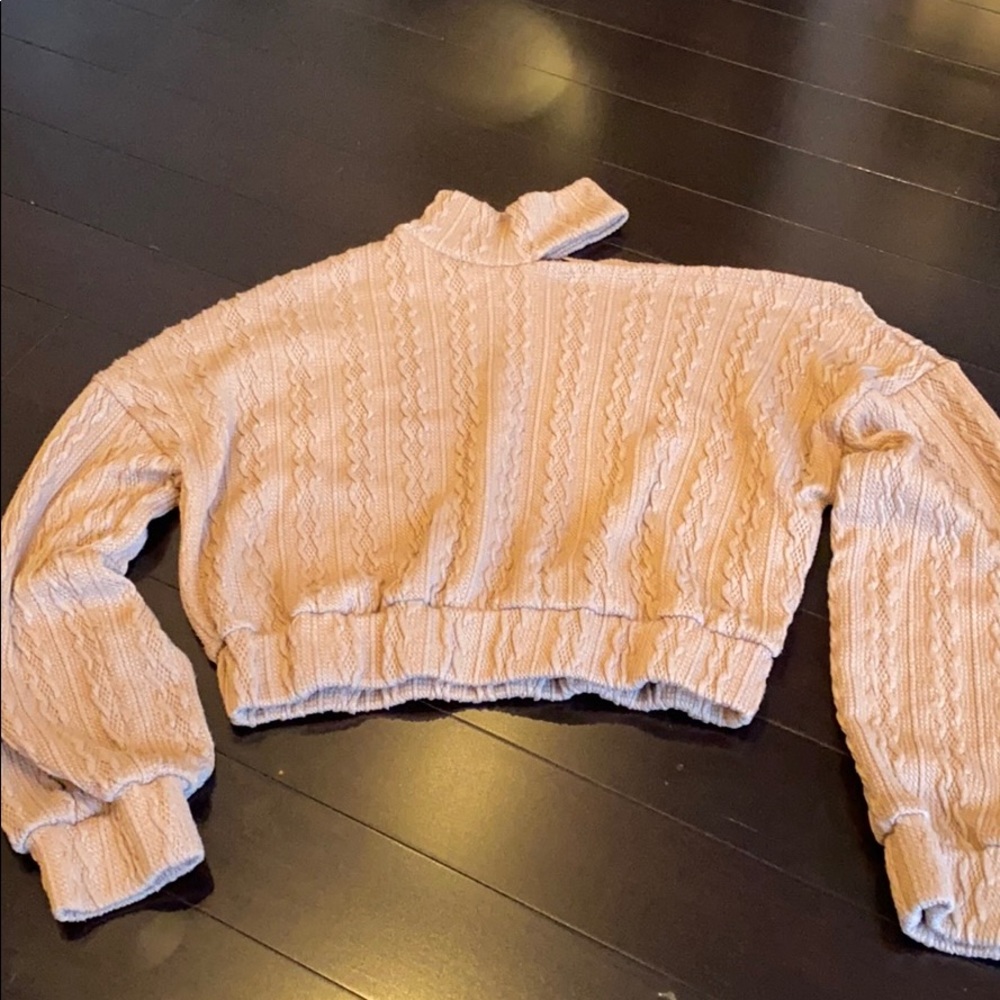 Cold shoulder turtleneck sweater